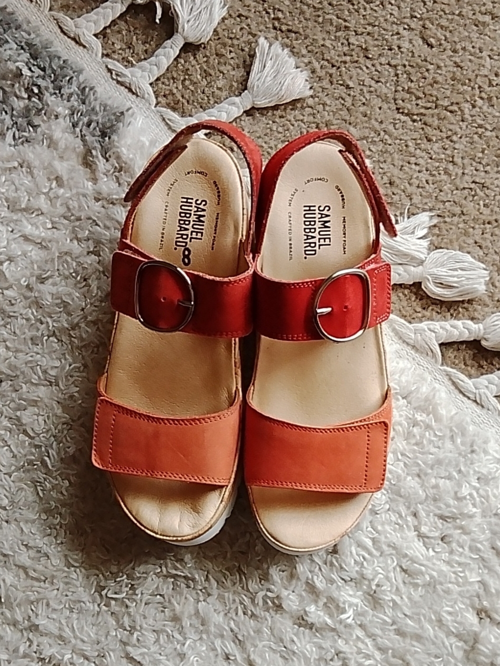 Samuel Hubbard 8 Women’s Orange Leather Buckle Sandals